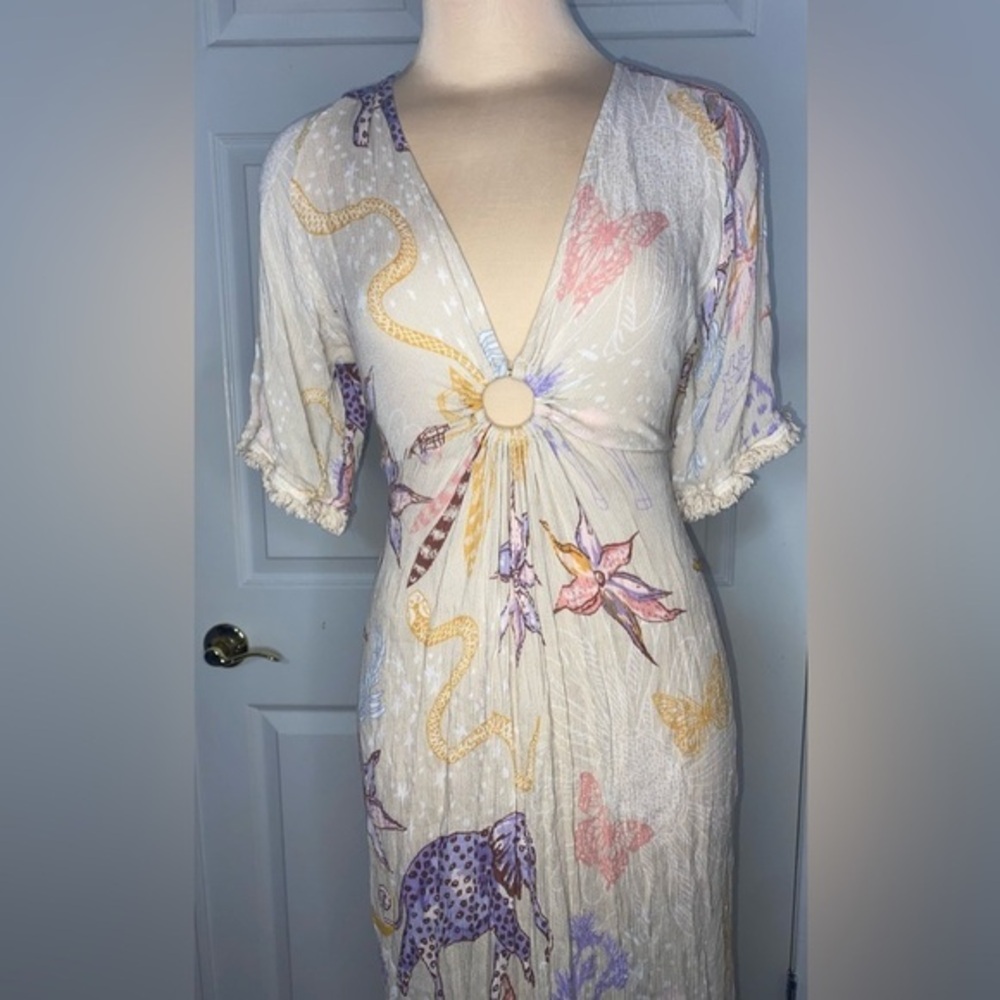 Z&L EUROPE Tan Bohemian Safari Maxi Dress | Sexy Summer | Made With Love Size M - Picture 2 of 12